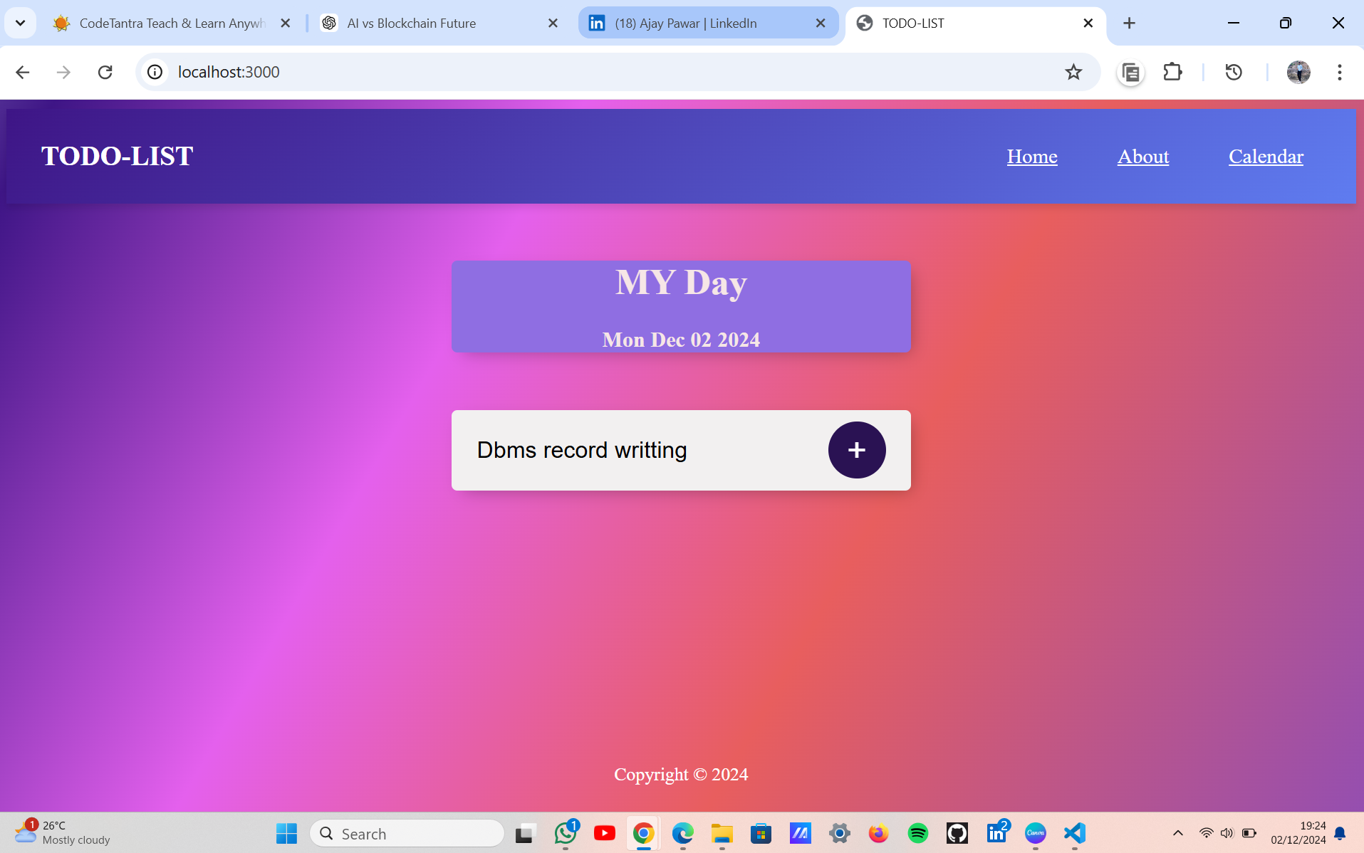 Documentation to do list application